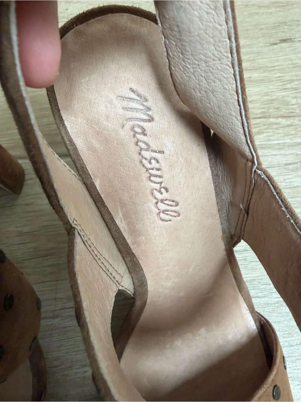 NEW Madewell Brown Suede Studded Block Heel Sandals - Women